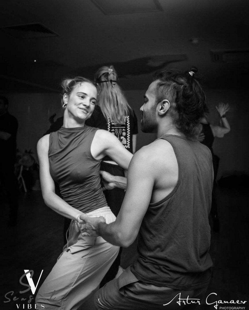 Two dancers in close embrace on the Keystone Crescent floor